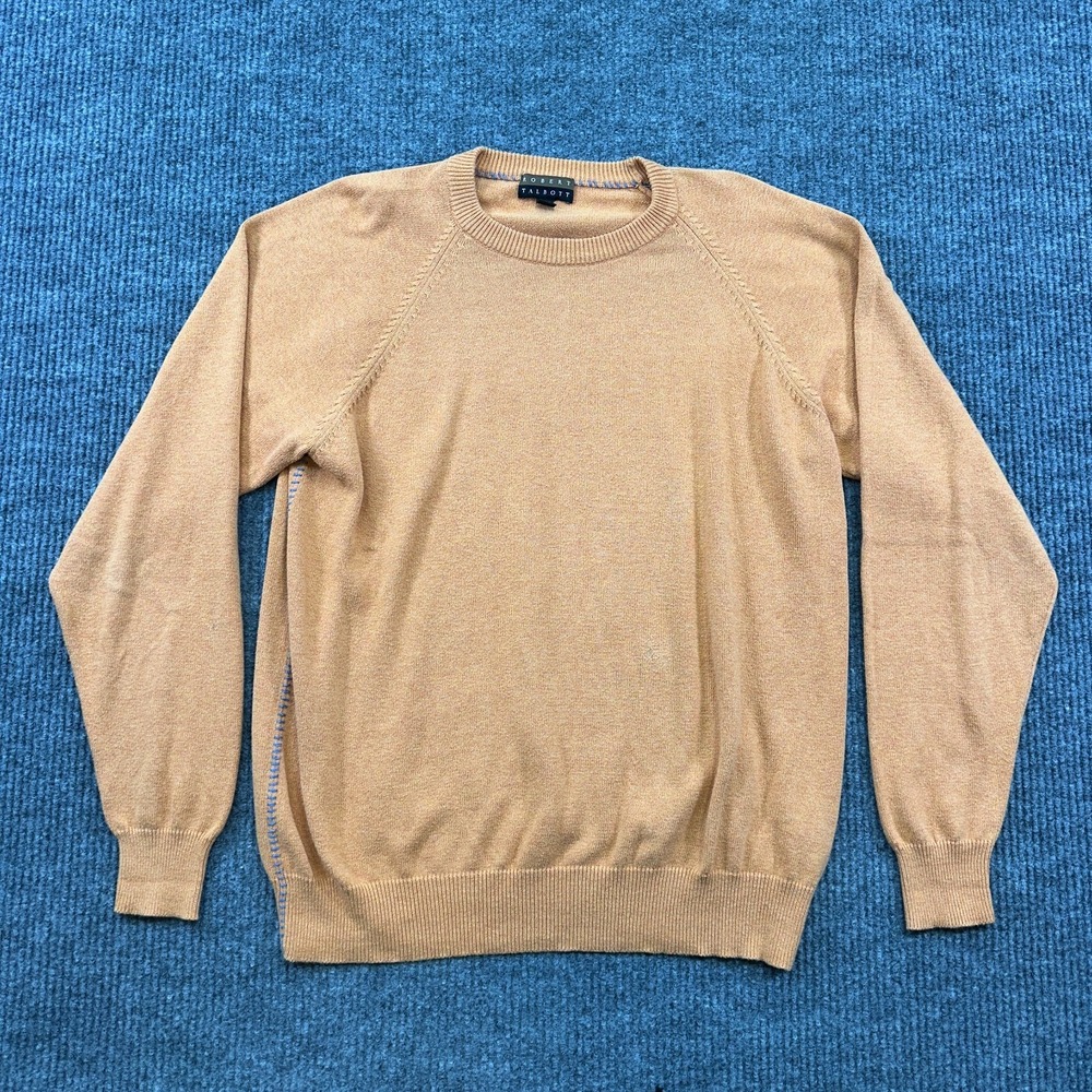 Robert Talbott Mens Pullover Sweater Size XL‎ Orange Knitted Cotton Long Sleeve